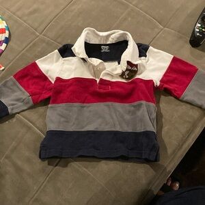 Gymboree 18-24M rugby polo. Striped with cute dog patch. EUC